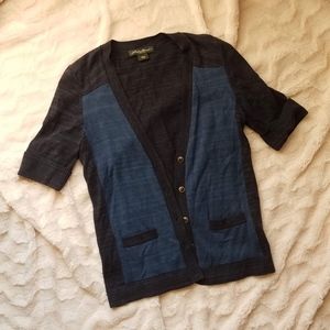 Eddie Bauer Blue Short-Sleeve Cardigan